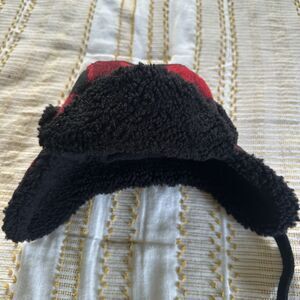 Toddler Boys Pull On Buffalo Plaid Trapper Hat Protects Head & Ears